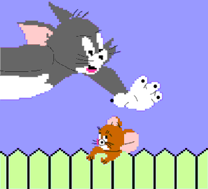 Tom und Jerry am Zaun